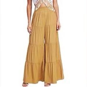 NWOT Trucco Mustard Yellow Tan Wide Leg Palazzo Pants EUR Medium US Small
